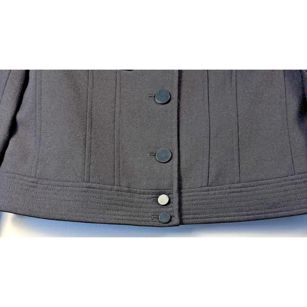 Talbots Womens Black Military Style‎ Blazer Stand Collar Button Front Jacket 6